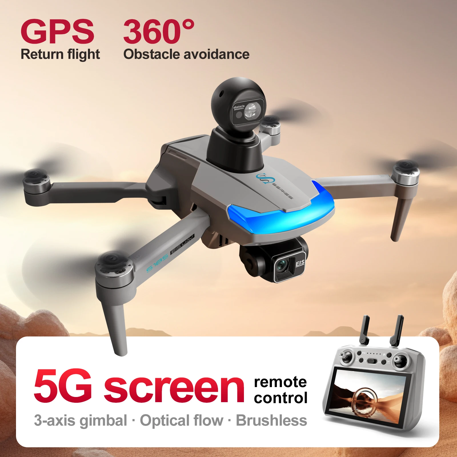 طائرة بدون طيار احترافية S185  - مراجعة Drone Gimbal 3 Axis وسعره