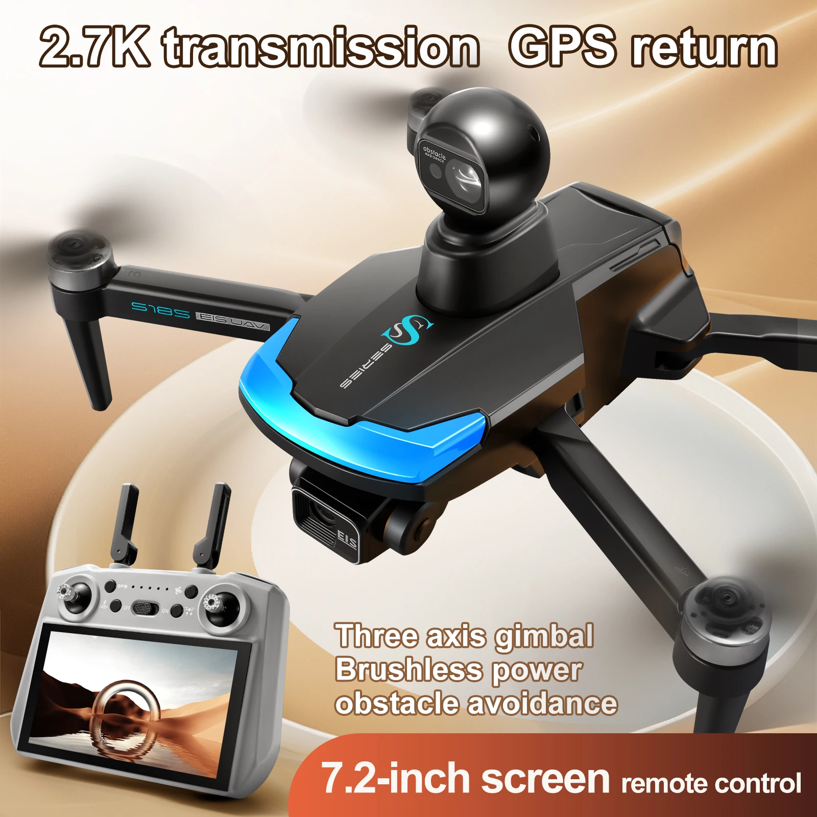 طائرة بدون طيار احترافية S185  - مراجعة Drone Gimbal 3 Axis وسعره